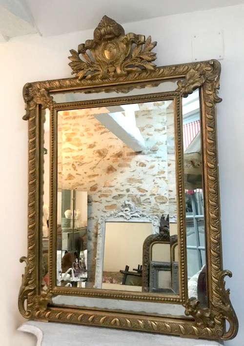 french antique cushion mirror